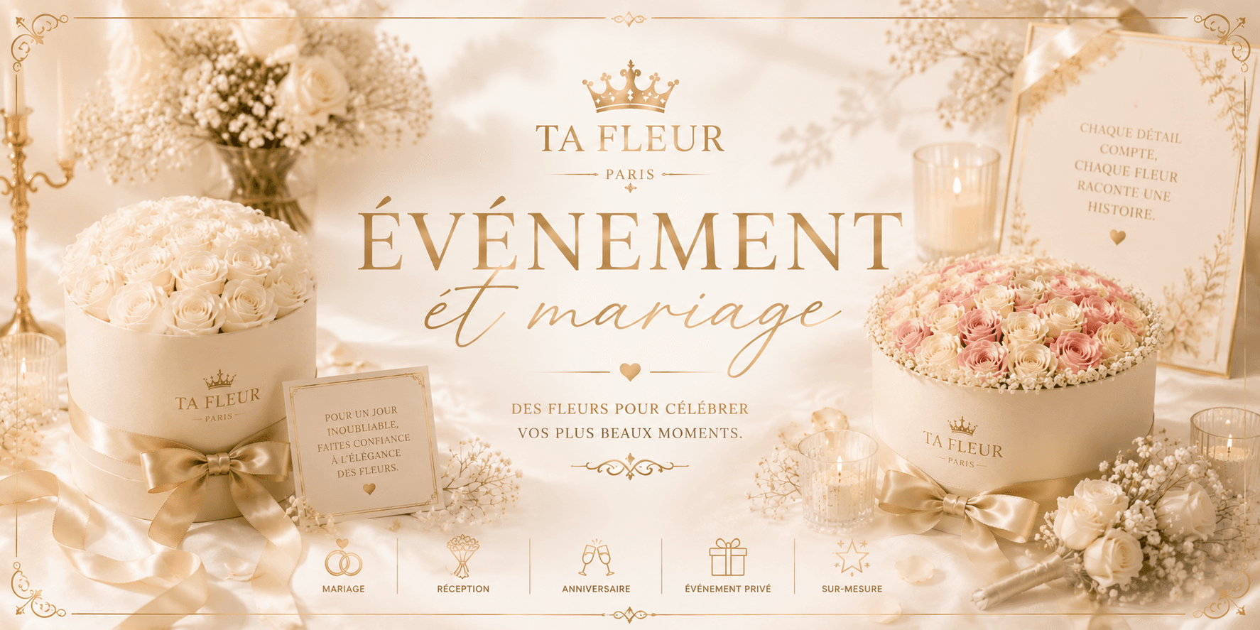Bannière Événements & Mariages — TA FLEUR